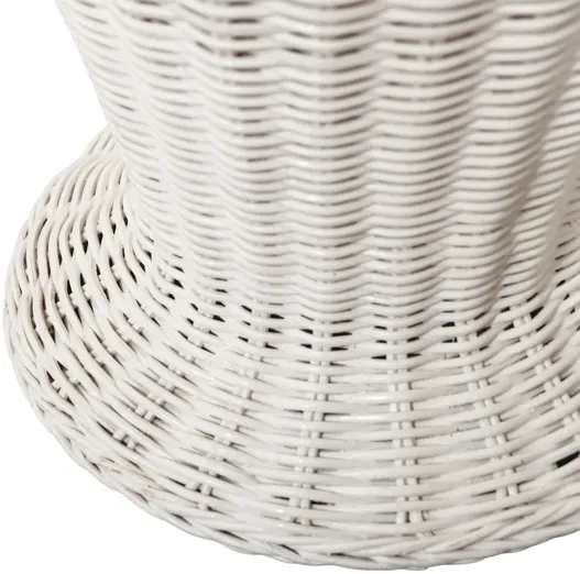 1970’s White Wicker Scalloped Table Lamp