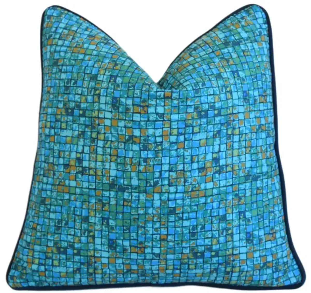 Turquoise Green & Blue Mosaic Pillow