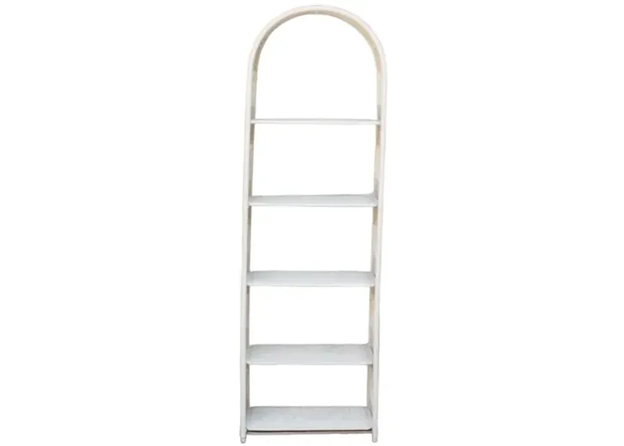 Arched White Wicker Etagere