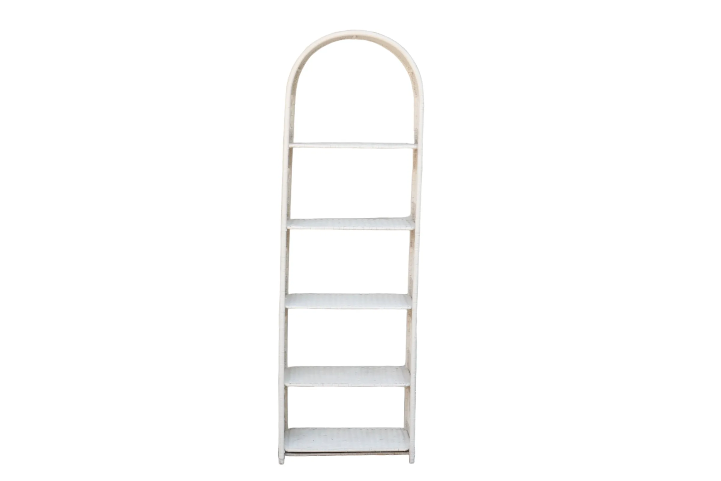 Arched White Wicker Etagere