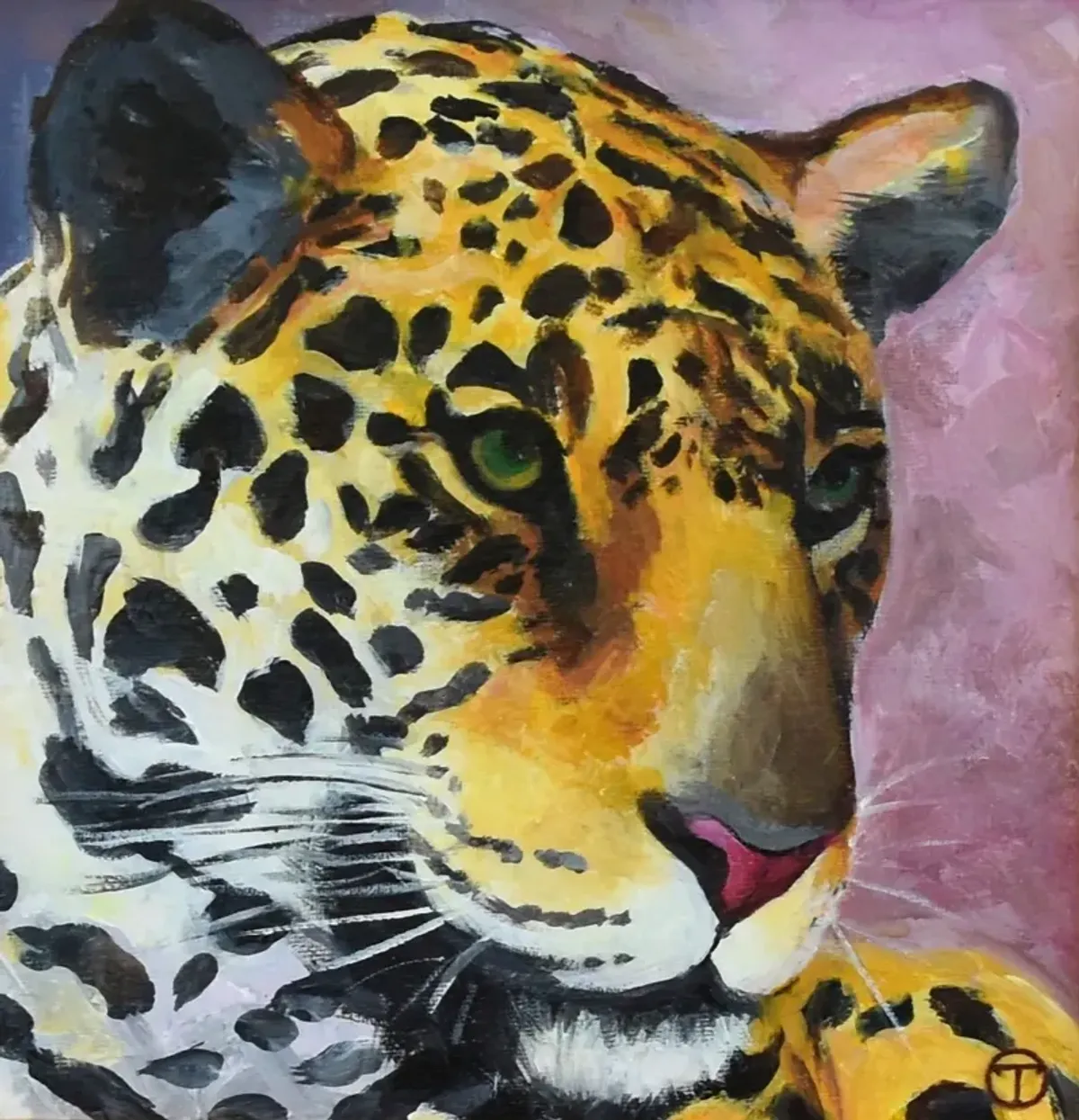 Regal Jaguar Cat Portrait Oil Painting