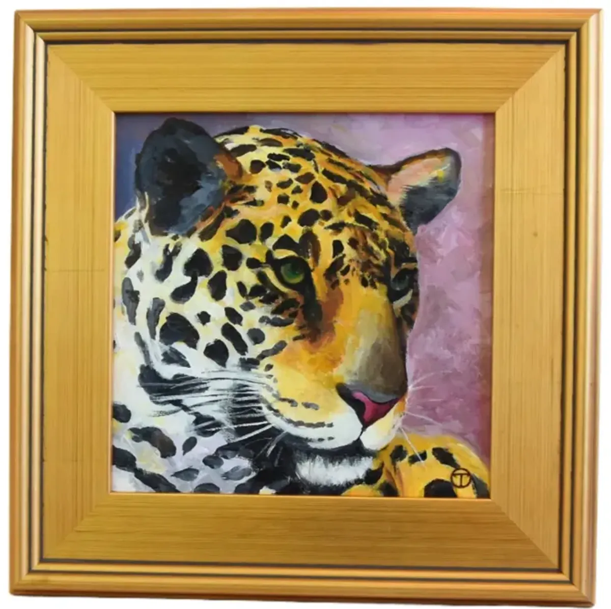 Regal Jaguar Cat Portrait Oil Painting