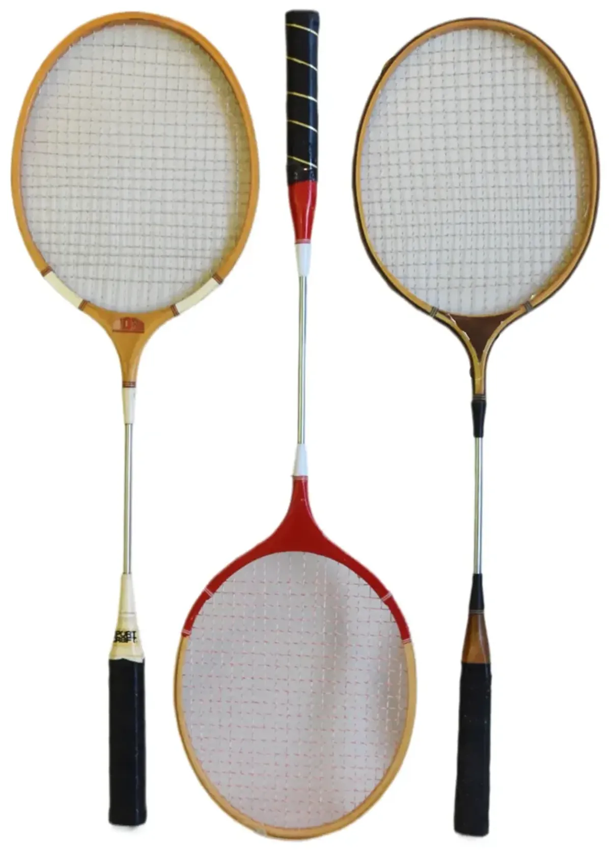 Vintage Badminton Sports Racquets - Set of 3 - Brown