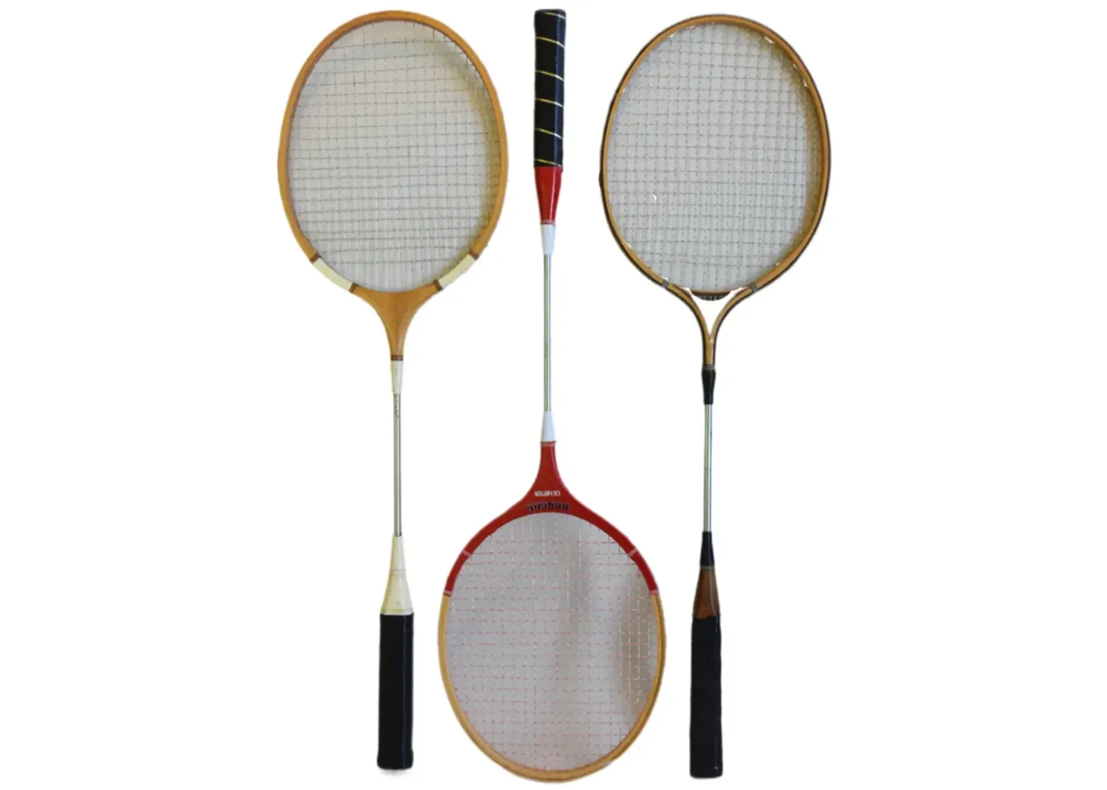 Vintage Badminton Sports Racquets - Set of 3 - Brown