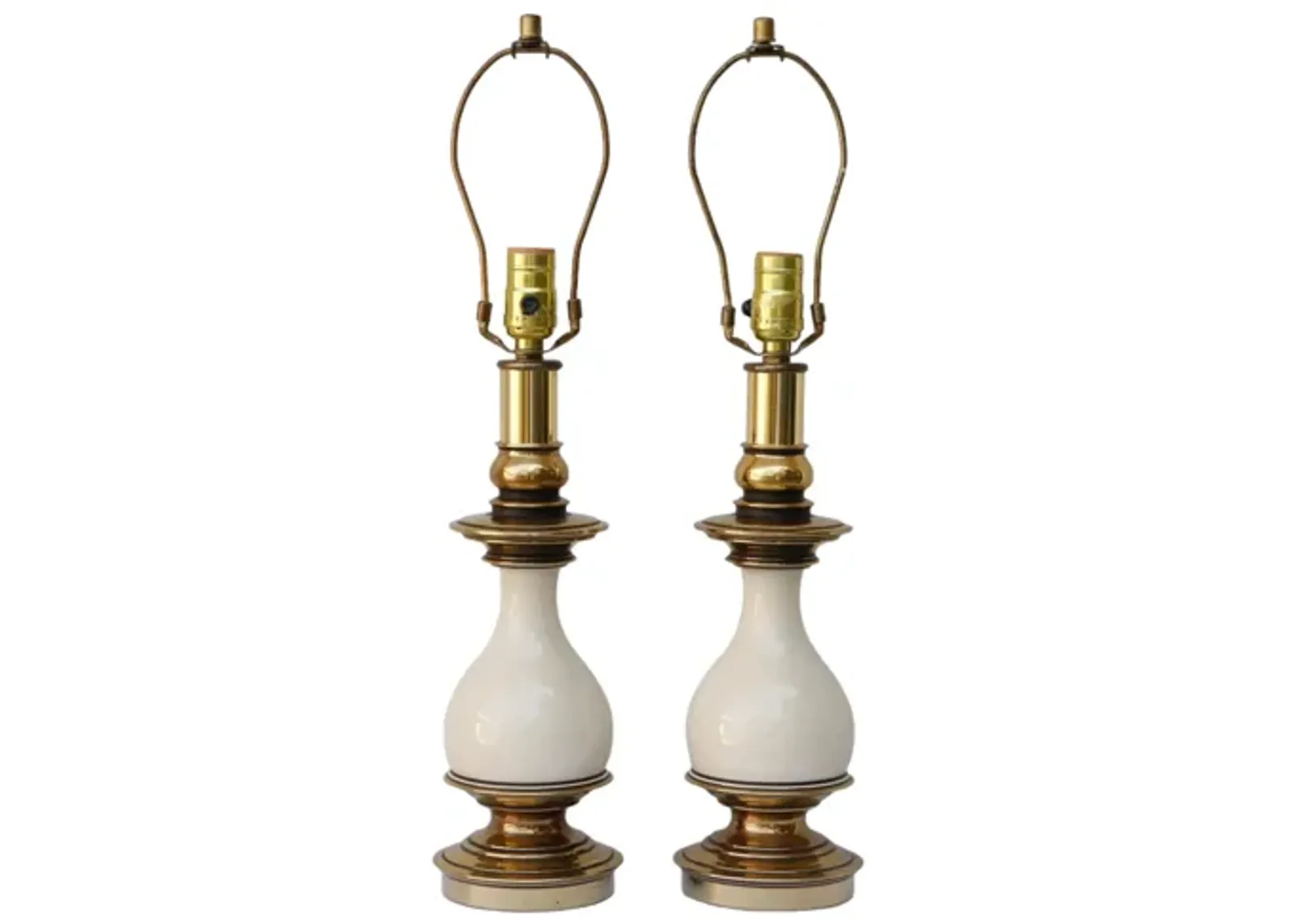 Brass and Enamel Table Lamps - a Pair