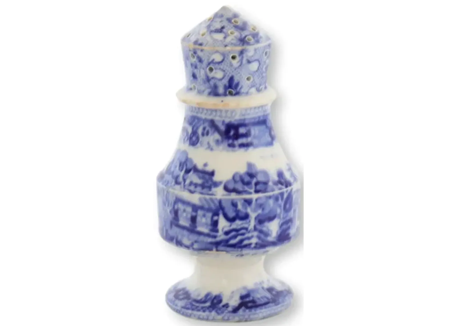 1850s Pearlware Willow Pepper Pot - Blue