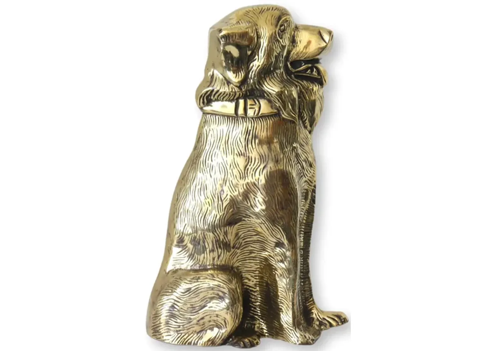 Large Brass Dog Fireplace Ornament - Gold