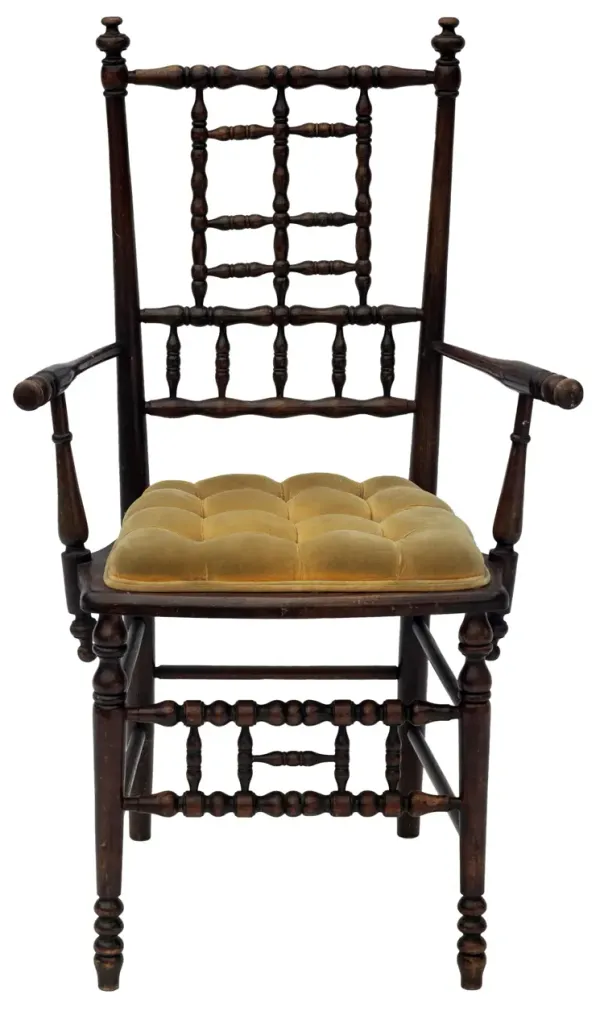 Wood Chair Yellow Seat - Fleur de Lex Antiques