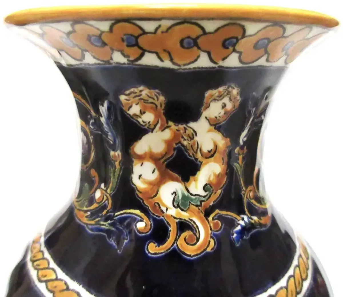 Gien French Faience Vase - 10.5" Tall - Black