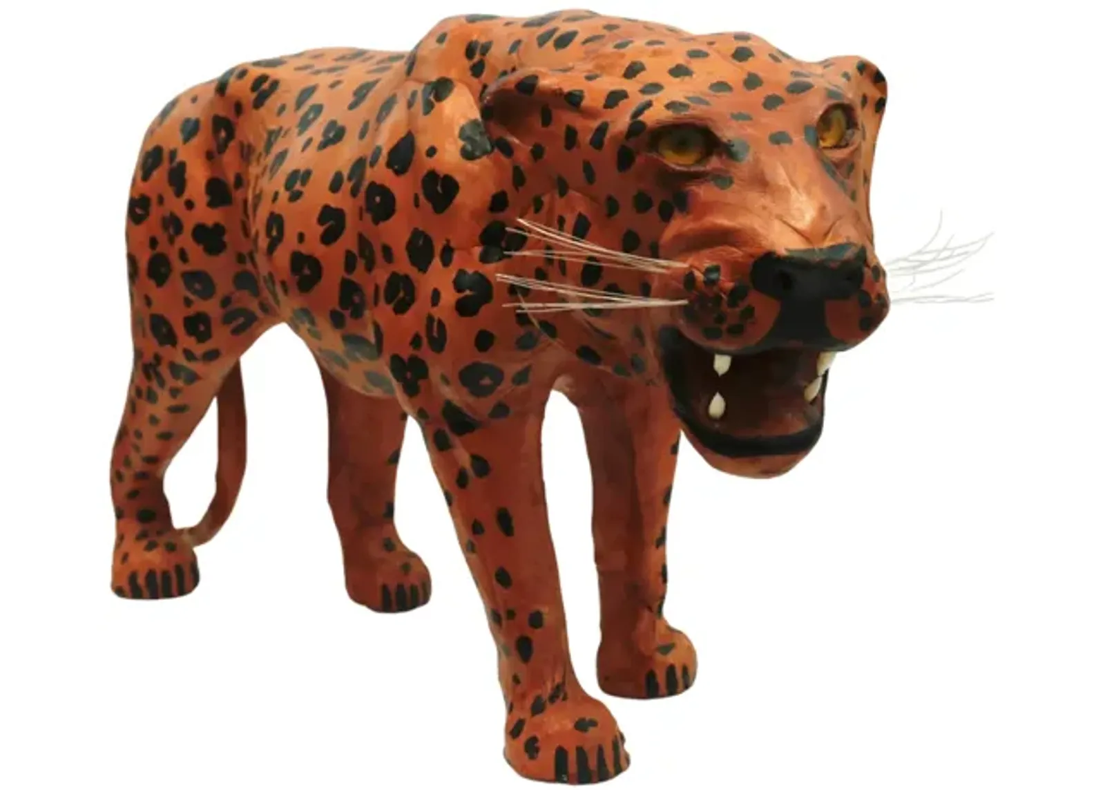 Leather Wrapped Leopard Sculpture