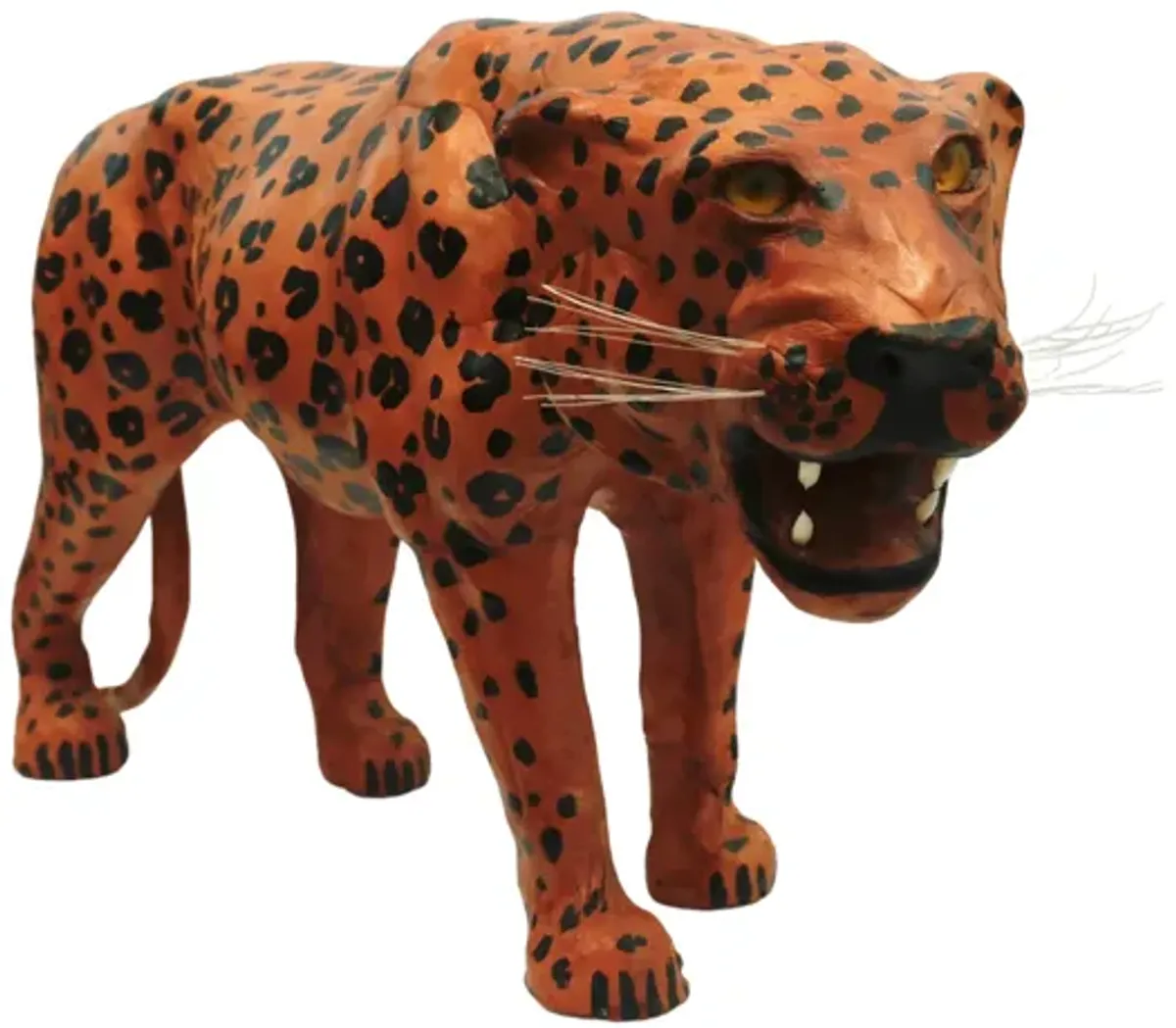 Leather Wrapped Leopard Sculpture