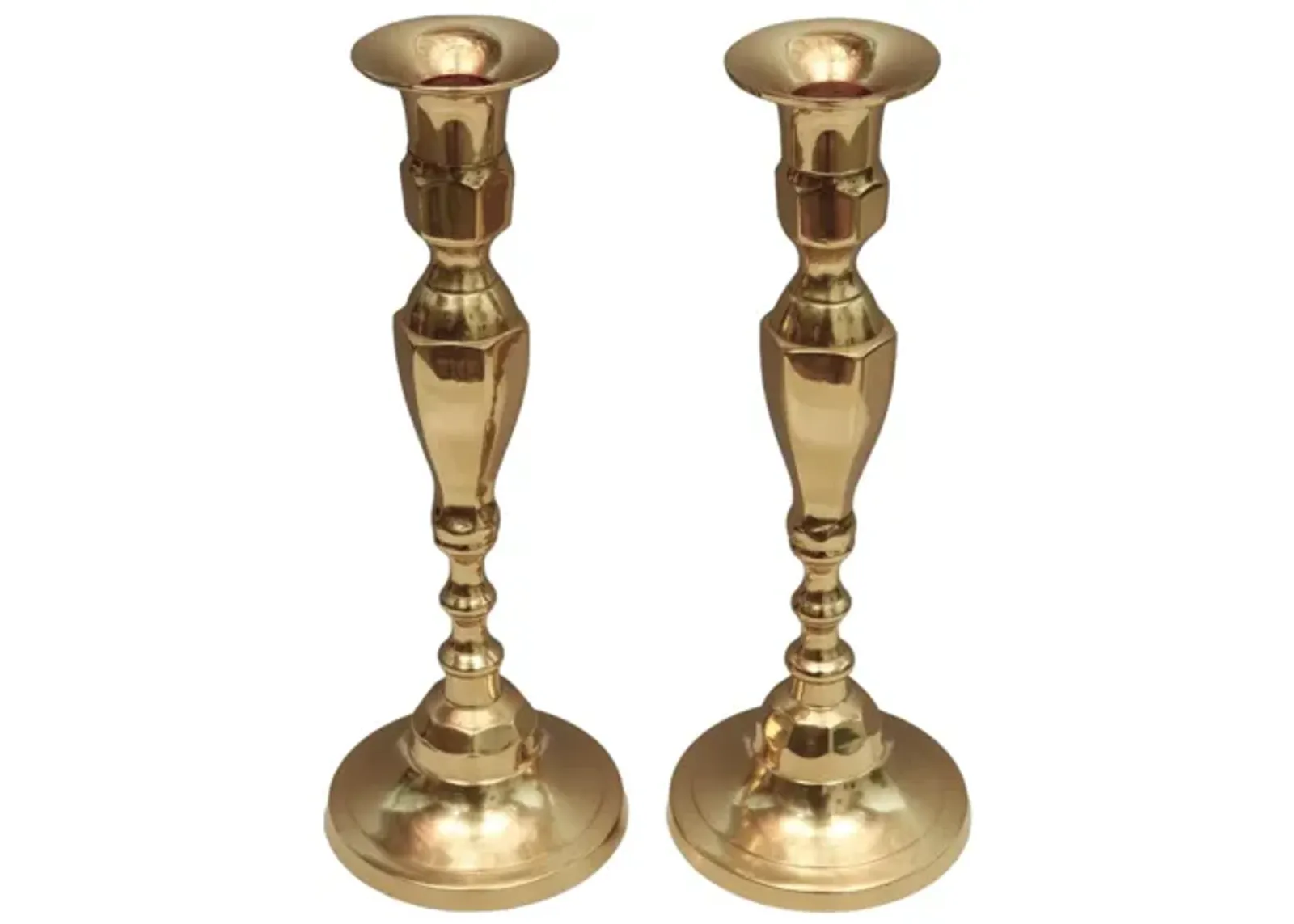 Traditional Brass Candlesticks - a Pair