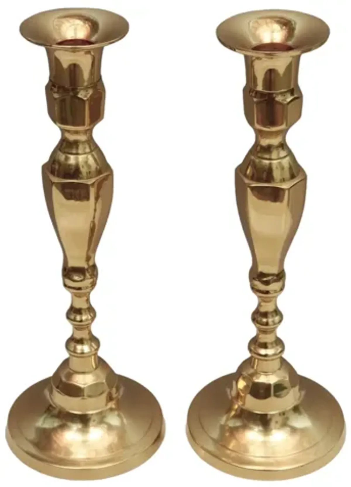 Traditional Brass Candlesticks - a Pair