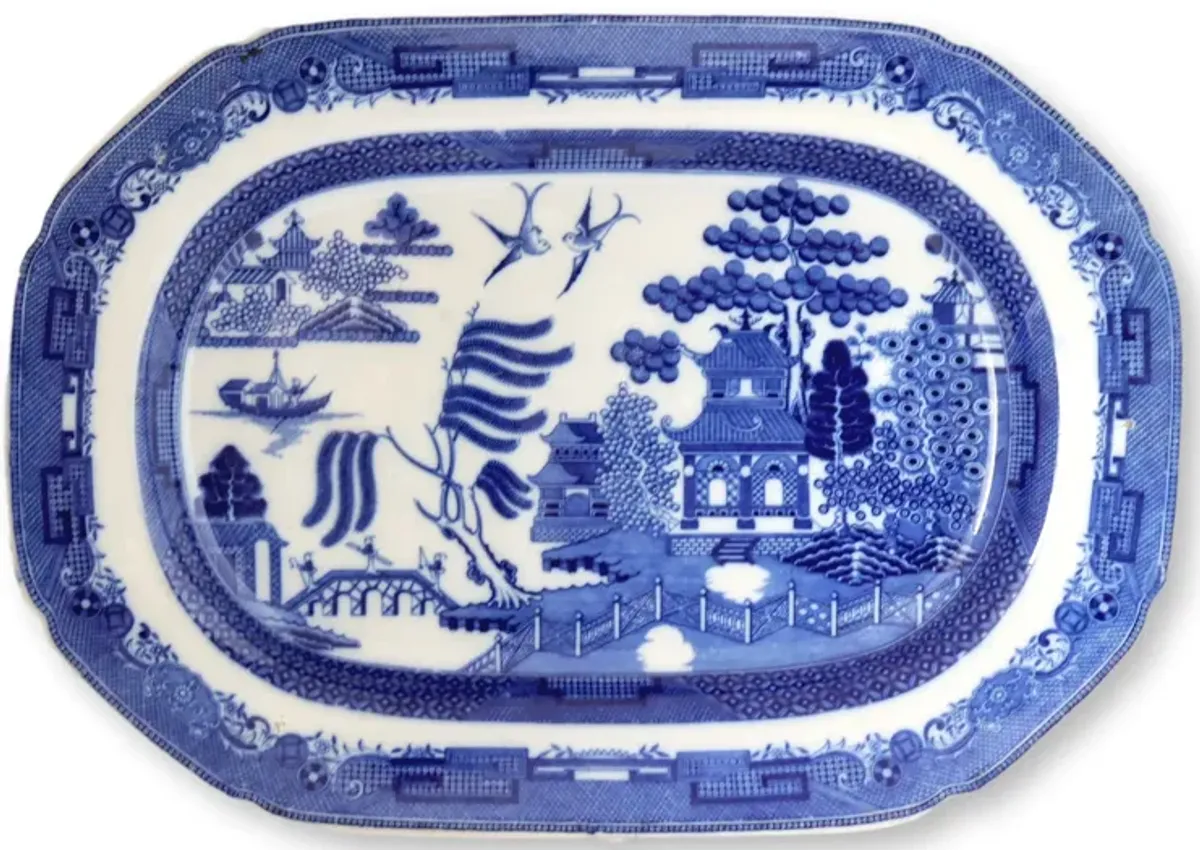 1840s English Pearlware Willow Platter