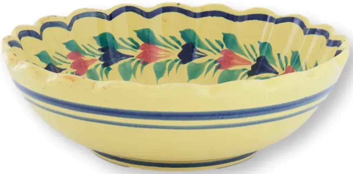 French Quimper Faience Bowl Yellow Glaze