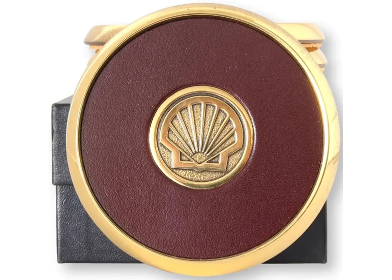 Brass Seashell & Faux Leather Coasters