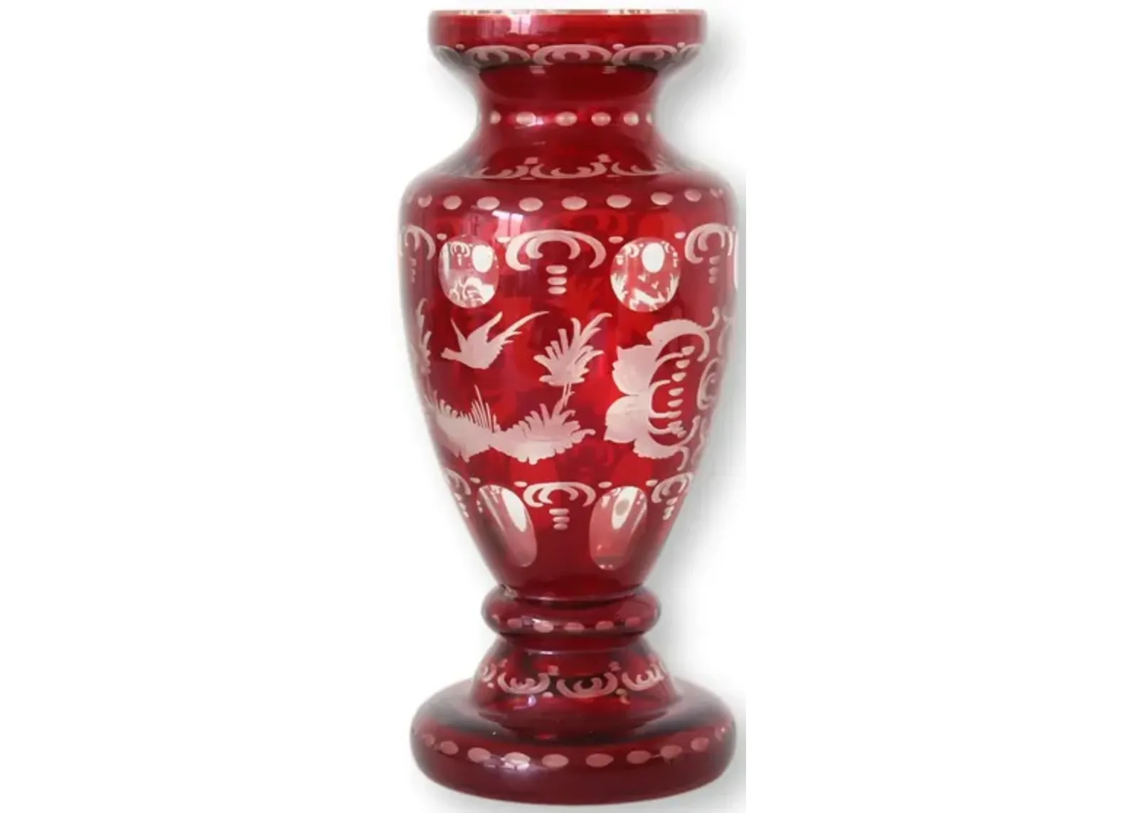 Bohemian Cut Crystal Red Vase