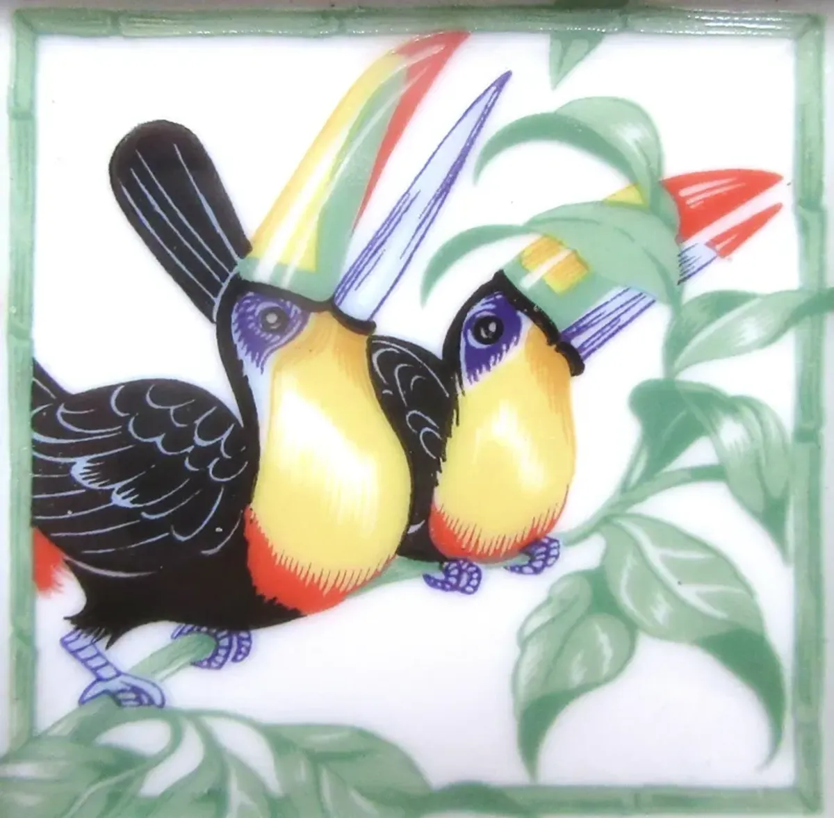 Hermes French Porcelain Toucans Tray - green