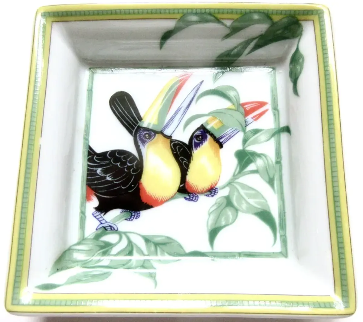 Hermes French Porcelain Toucans Tray - green