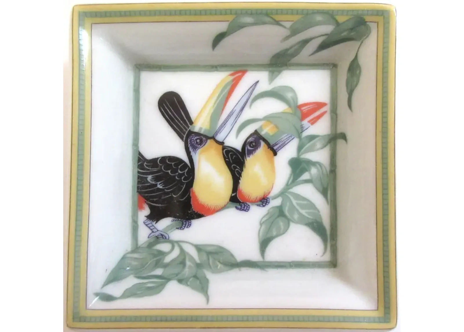 Hermes French Porcelain Toucans Tray - green