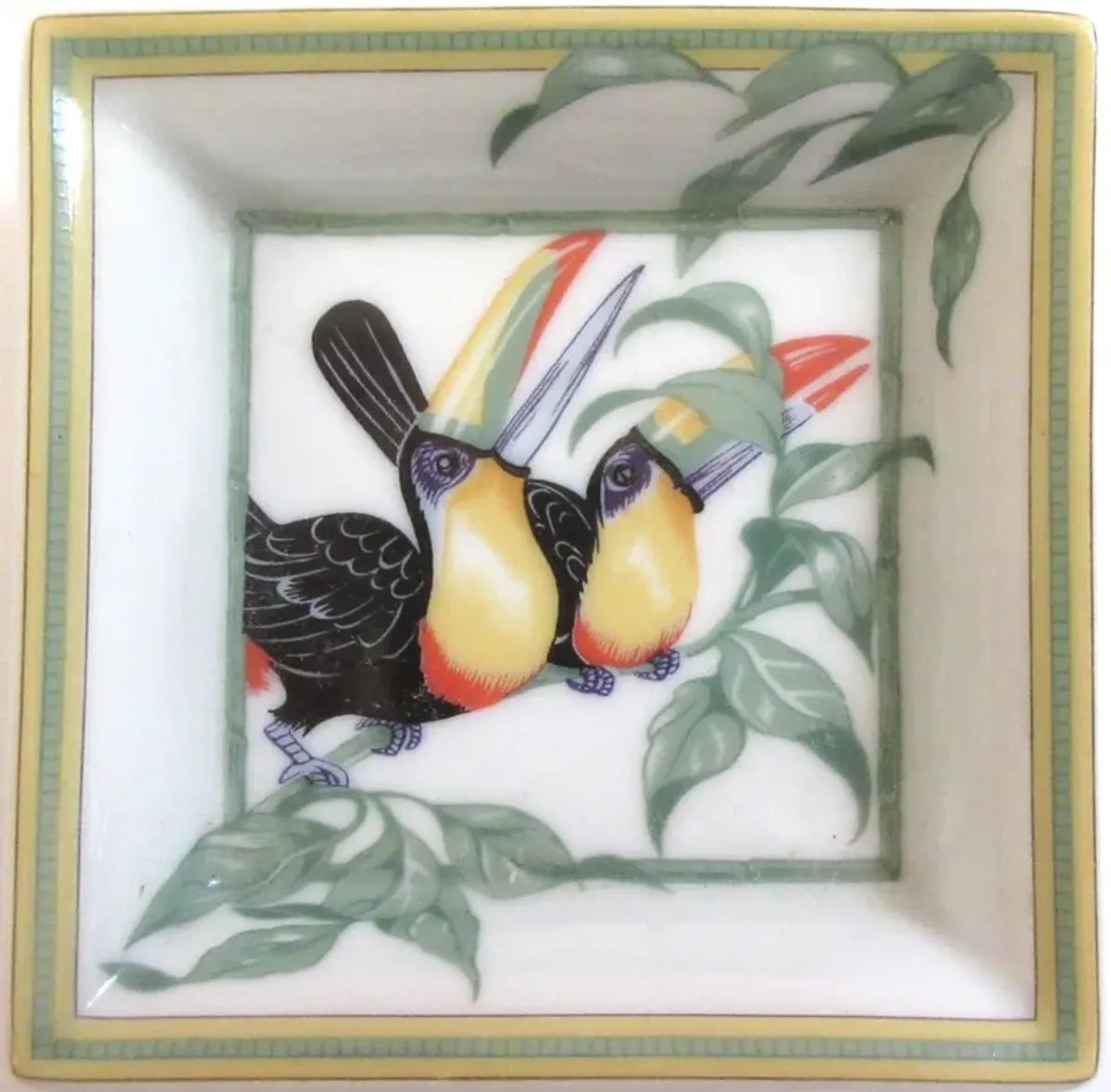 Hermes French Porcelain Toucans Tray - green