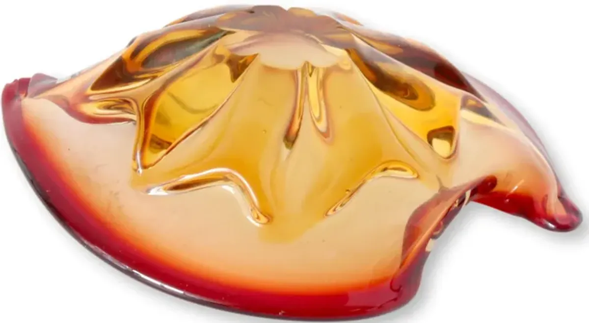 Amber Italian Murano Glass Bowl - New England Mercantile - Orange