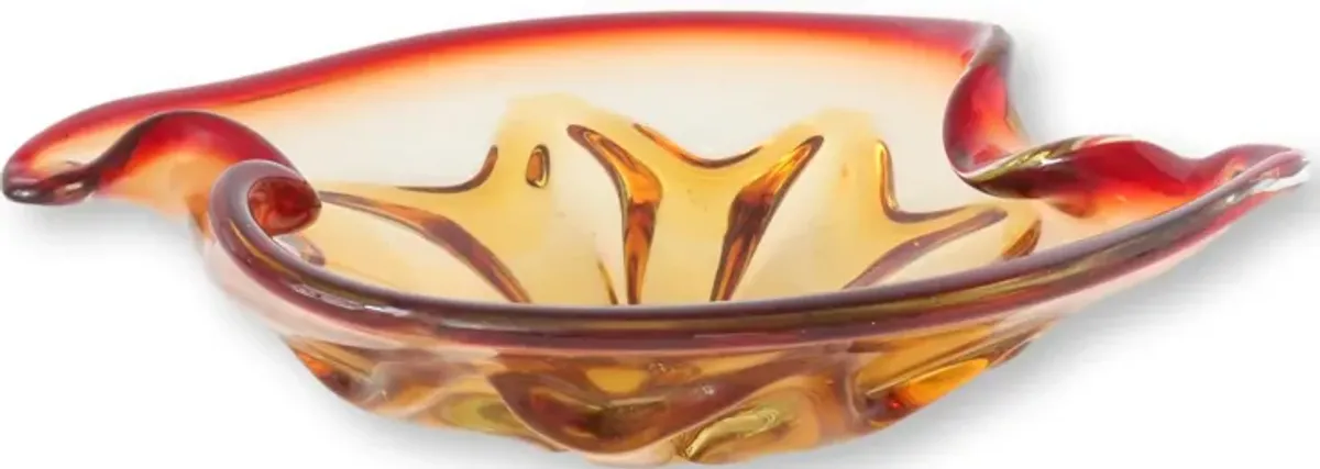 Amber Italian Murano Glass Bowl - New England Mercantile - Orange