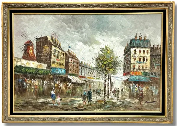 Limited Edition - Caroline Burnett Paris Oil Painting - New England Mercantile - Blue