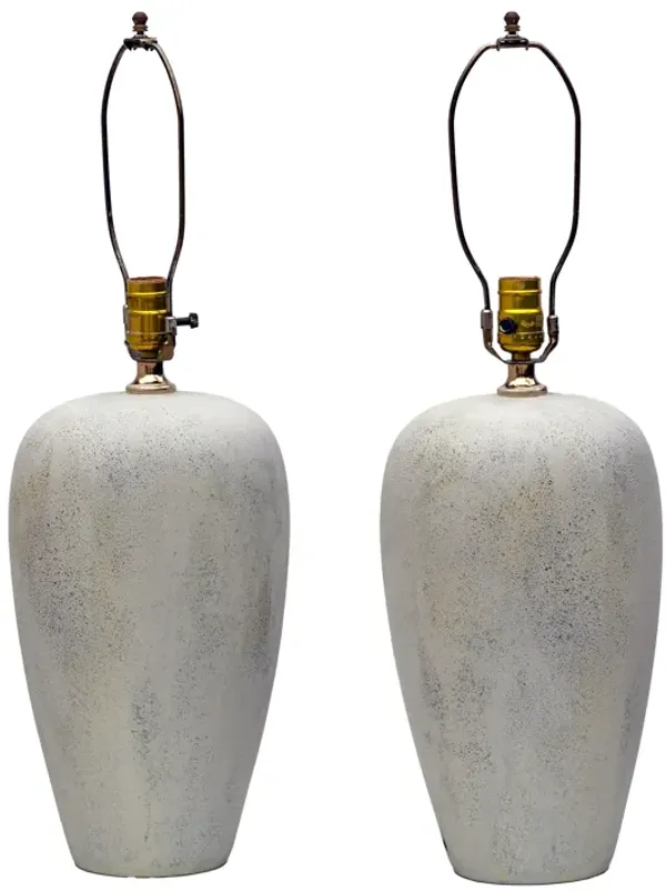 Faux Cement Resin Lamps - set of 2 - Fleur de Lex Antiques - White