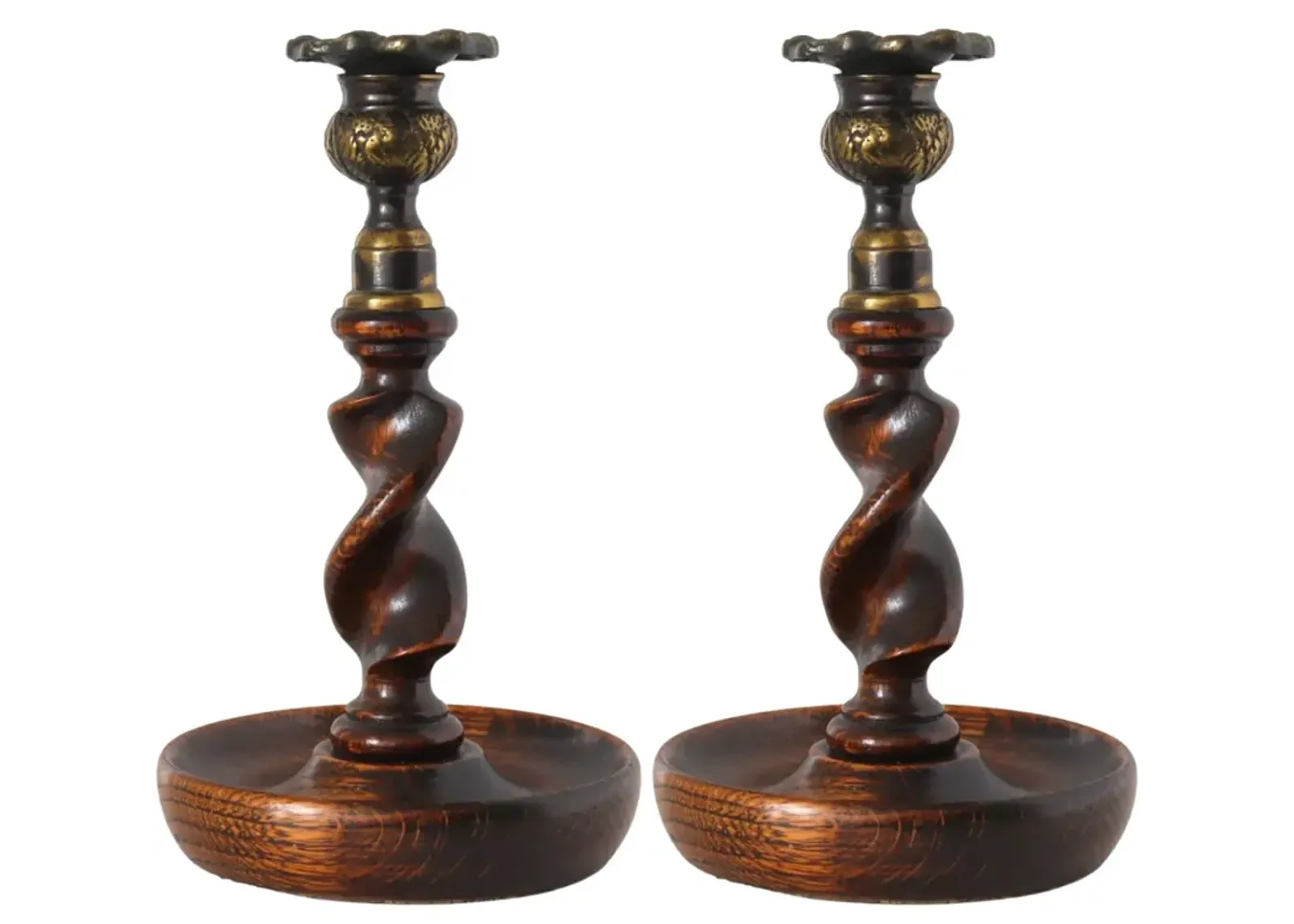 Oak Barley Twist Candlesticks