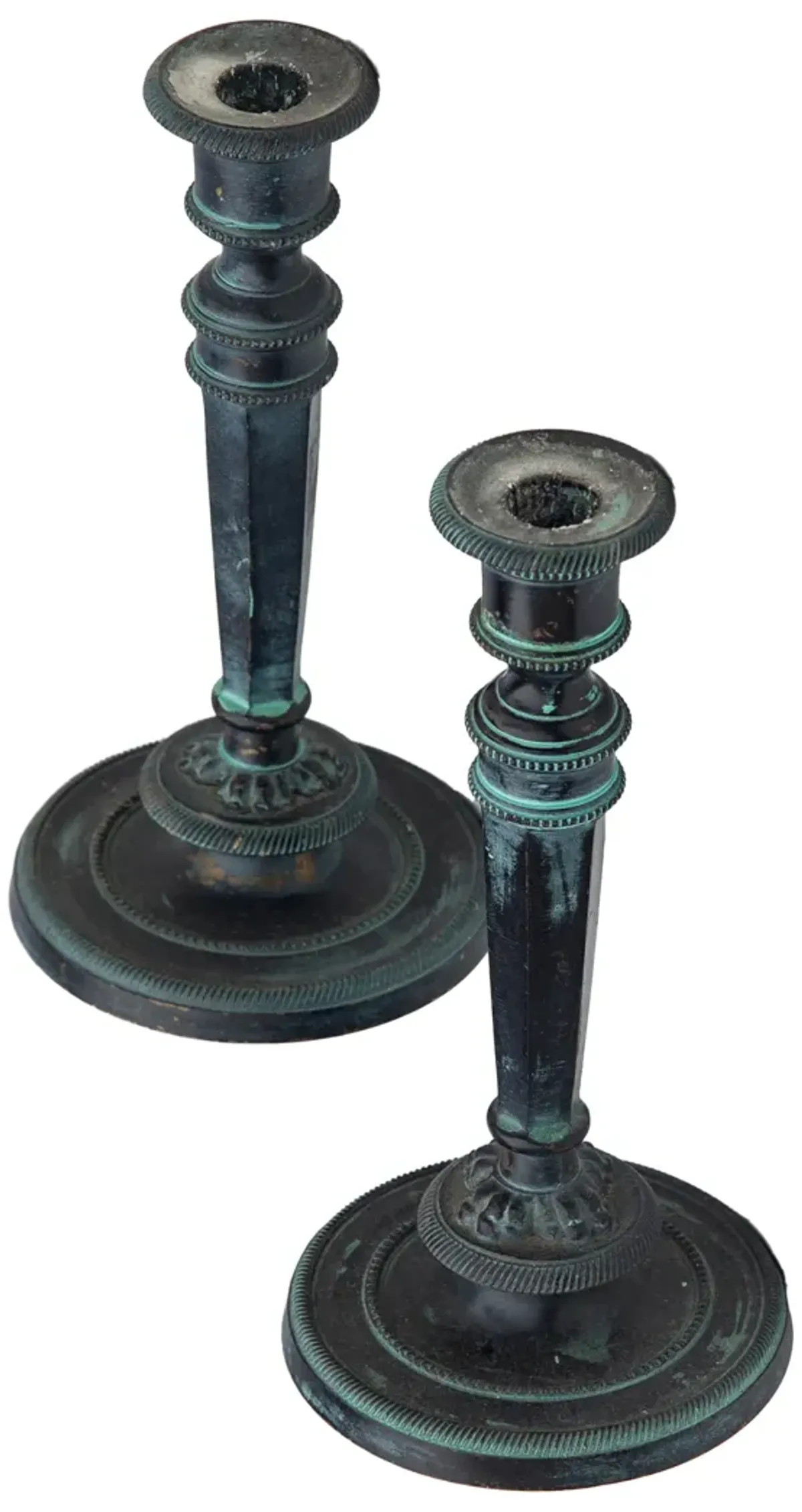 Patinaed Metal Candlesticks - a pair - Black