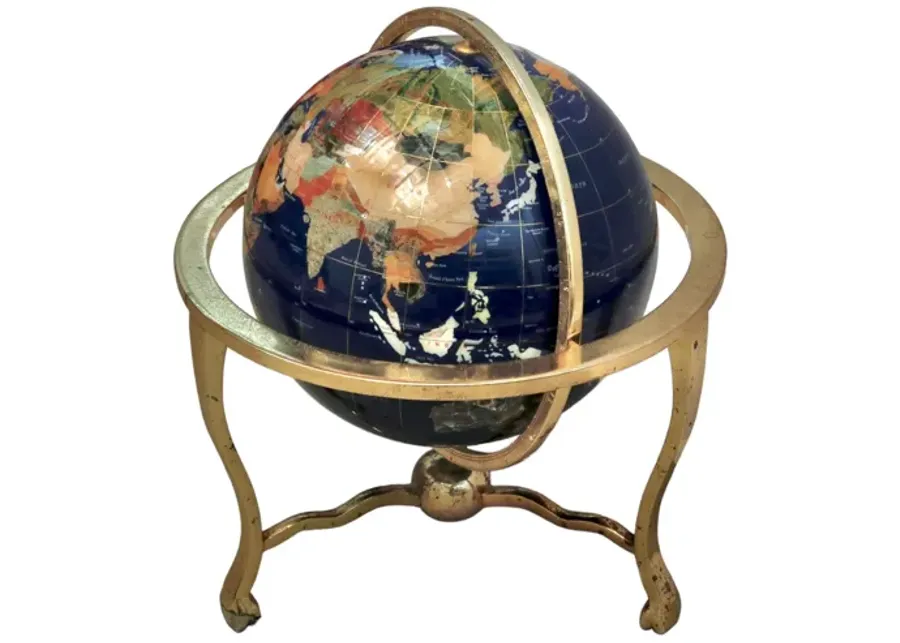 Semi-Precious Gemstone Desk Globe