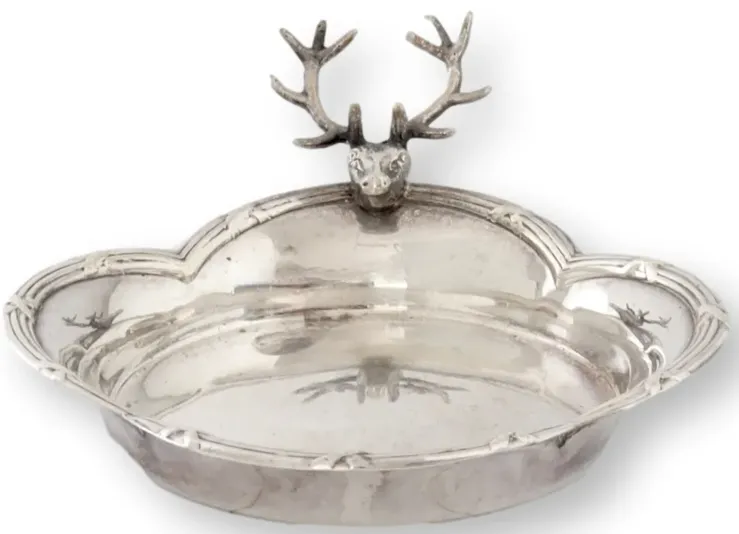 Antique English Coin/Trinket Dish w/Stag