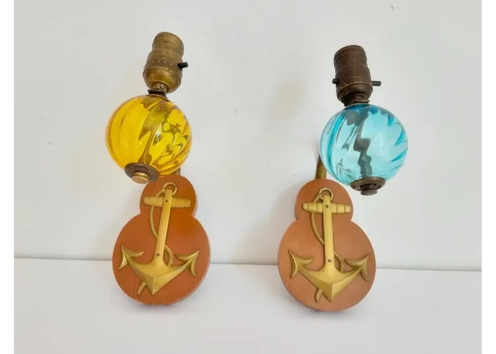 Midcentury Nautical Anchor Sconces - Set of 2