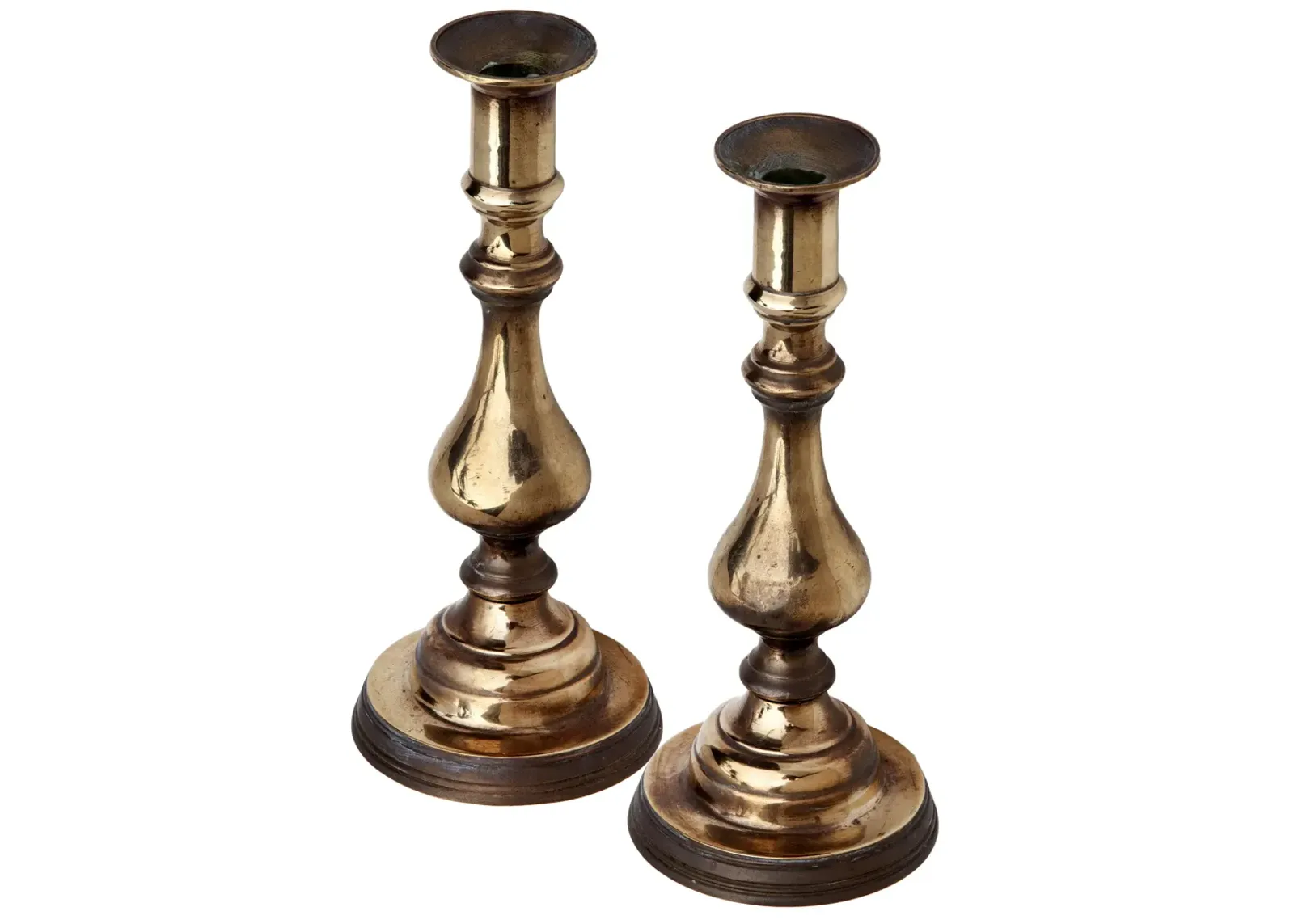 Curvaceous Brass Baluster CandlestickSet of 2 - Brown