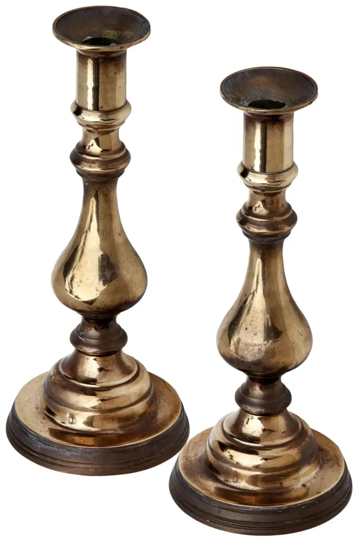 Curvaceous Brass Baluster CandlestickSet of 2 - Brown