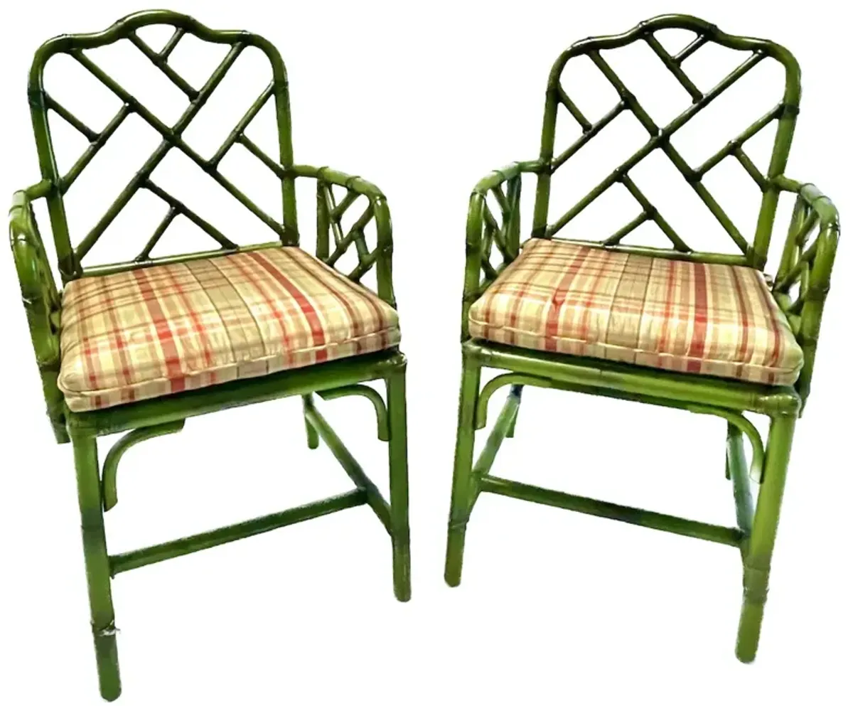 Green Bamboo & Rattan Armchairs - PR