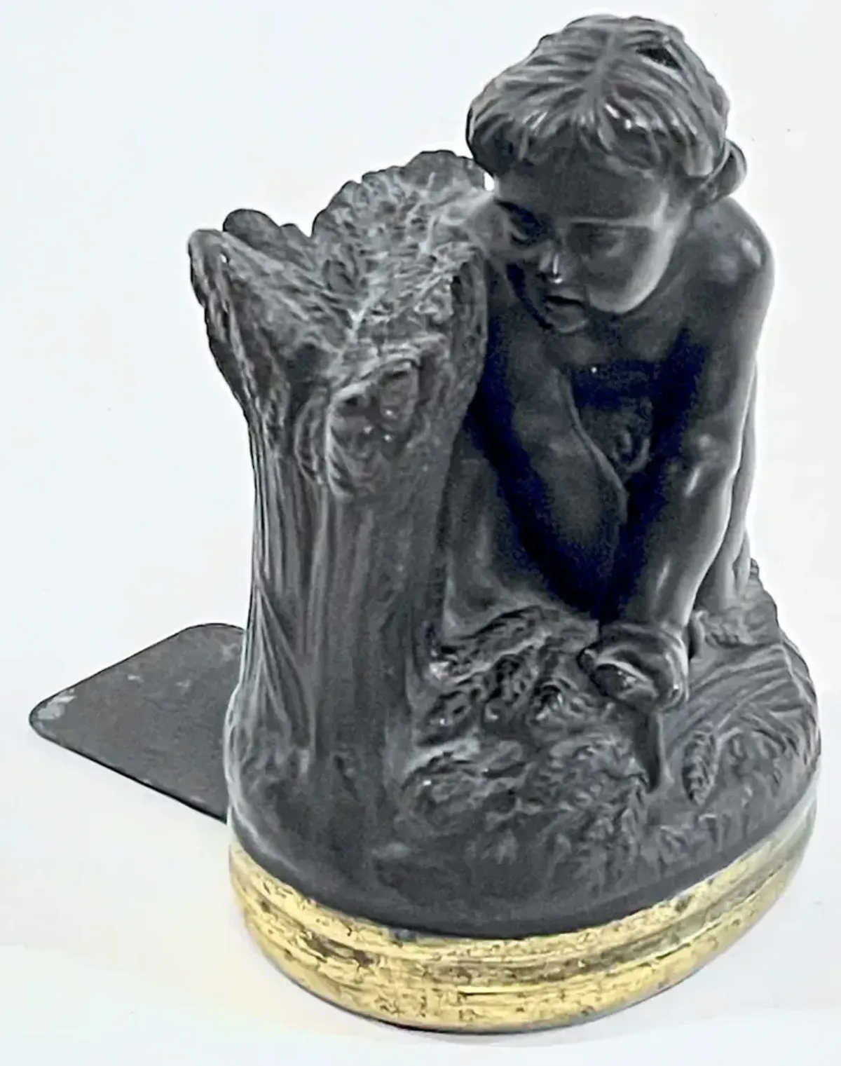 Bronze Child Harvesting Wheat Bookend