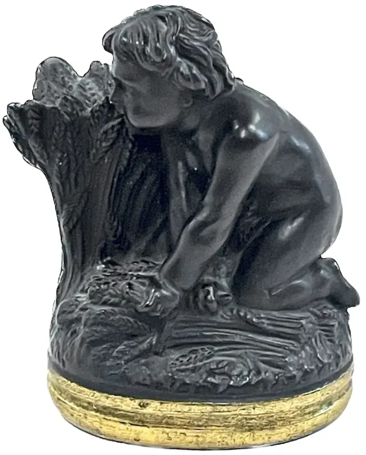 Bronze Child Harvesting Wheat Bookend