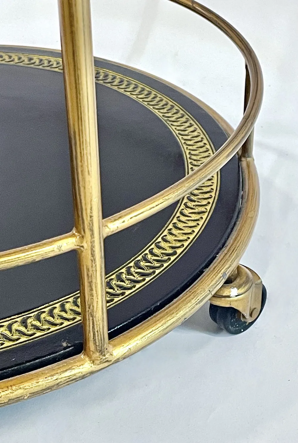 Round Brass & Leather Bar Cart