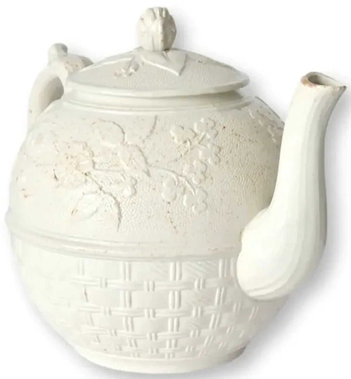 Antique English Salt Glaze Teapot - White