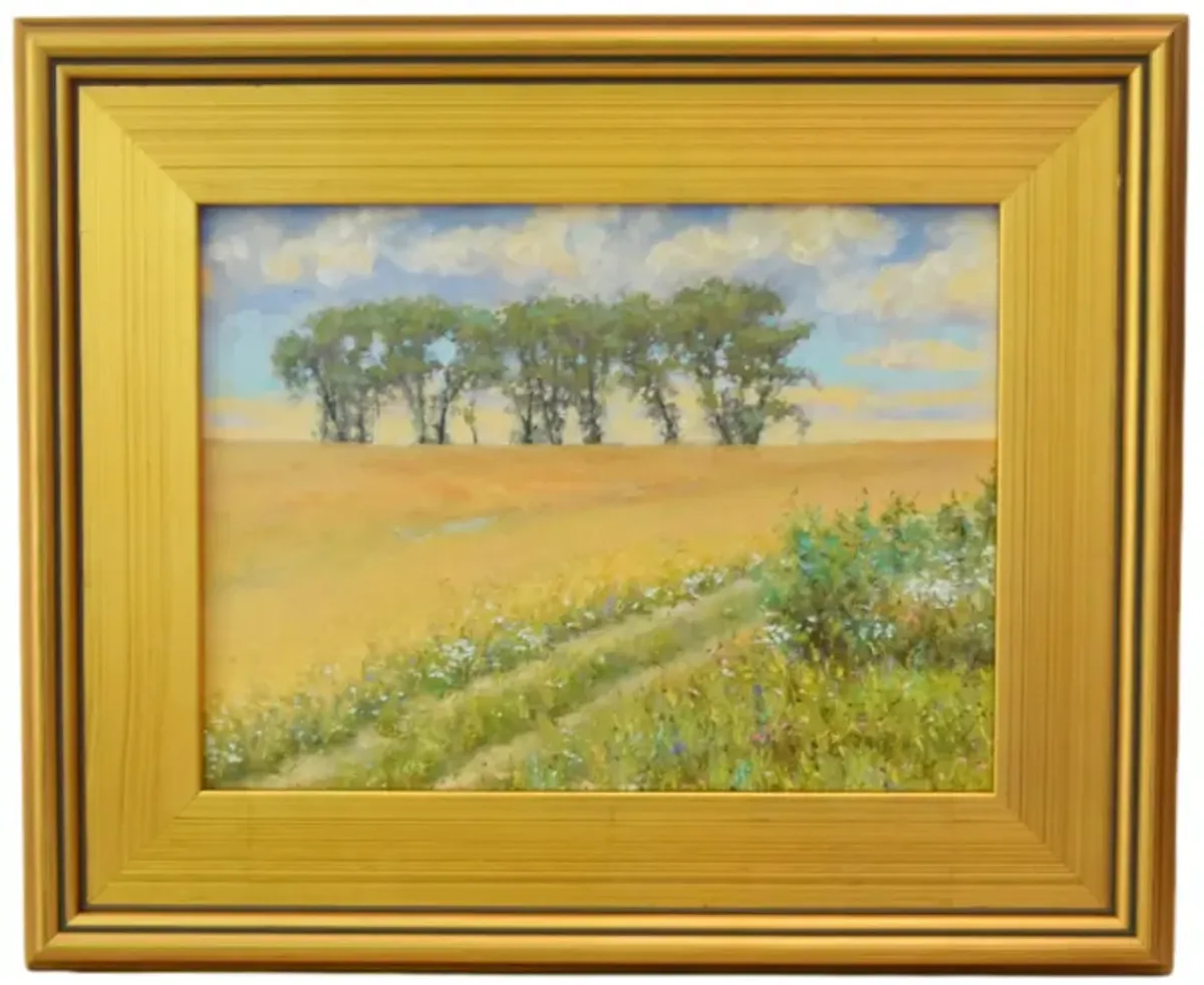 Impressionist Trees Landscape Painting - Yellow