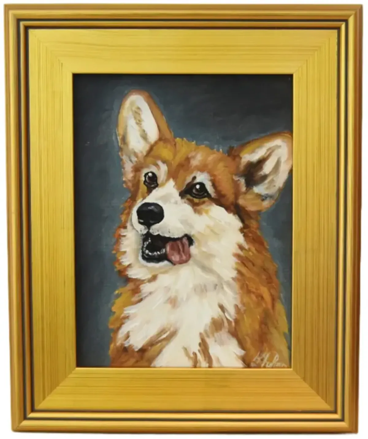 Corgi Dog Pet Portrait Oil Painting