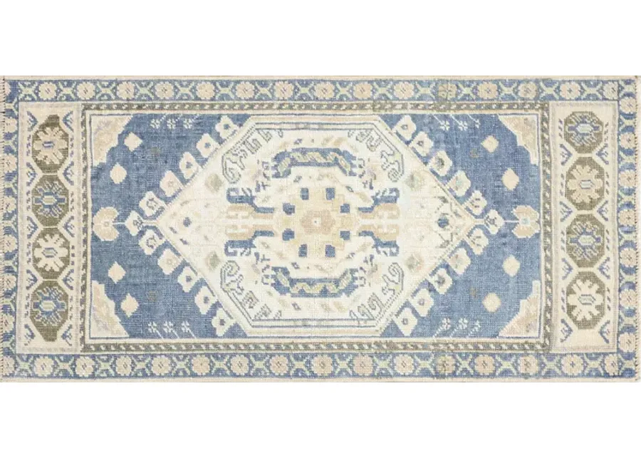 1960s Turkish Oushak Yastic -1'8"x3'6" - blue