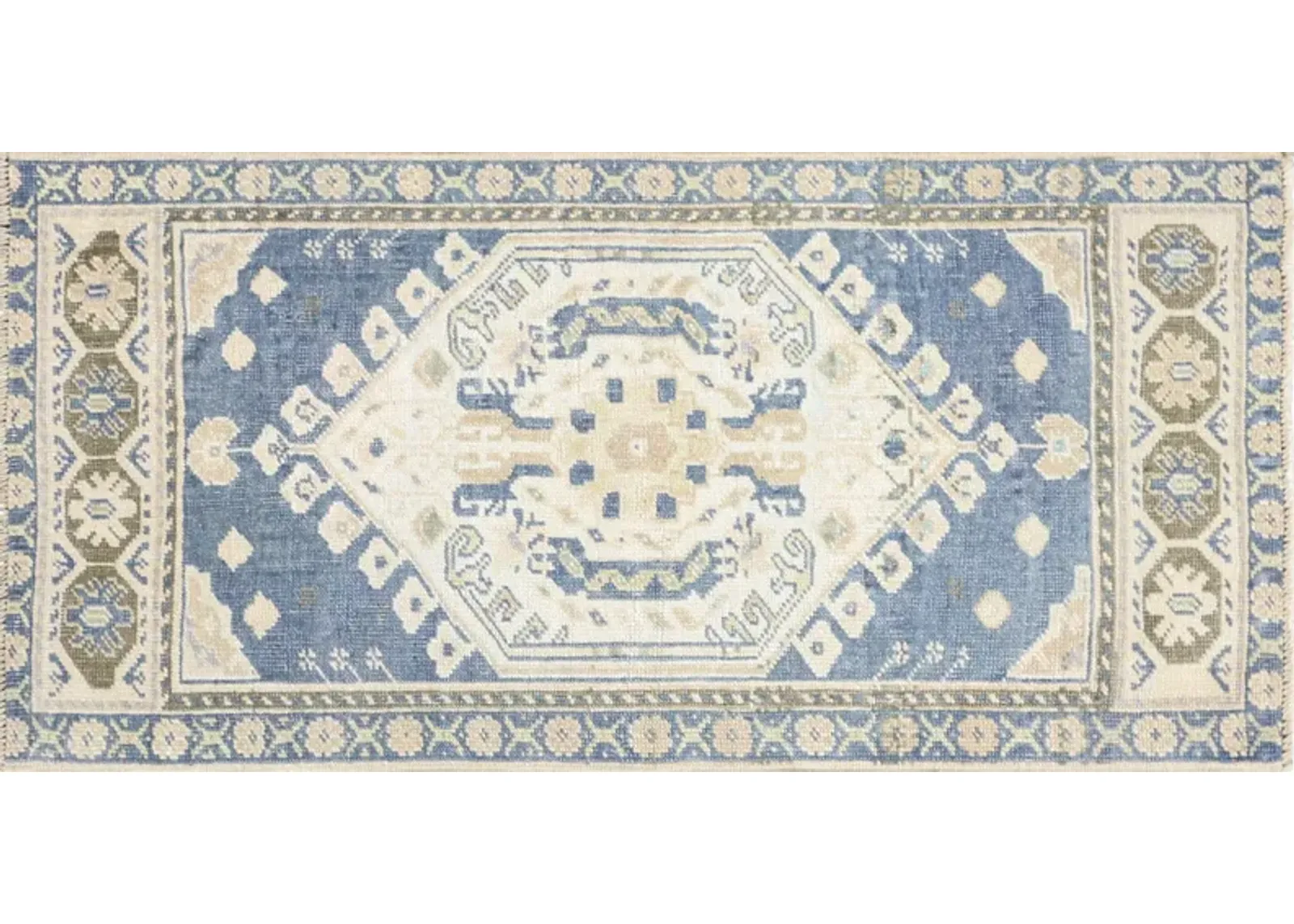 1960s Turkish Oushak Yastic -1'8"x3'6" - blue