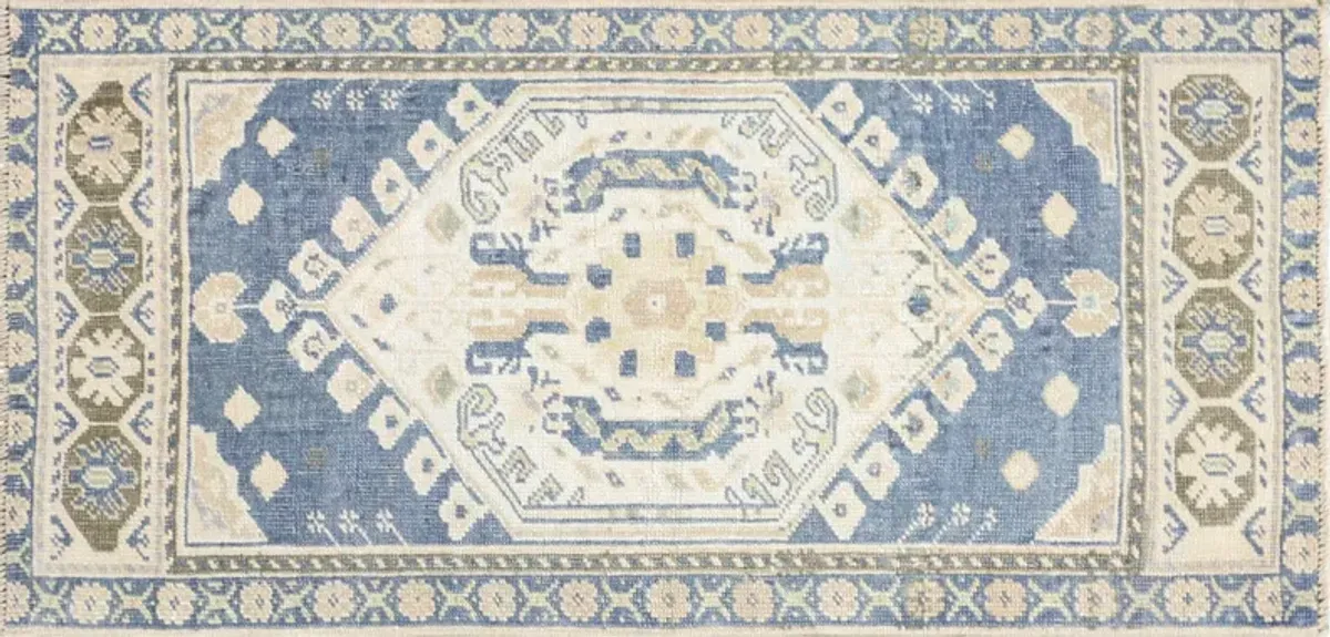 1960s Turkish Oushak Yastic -1'8"x3'6" - blue