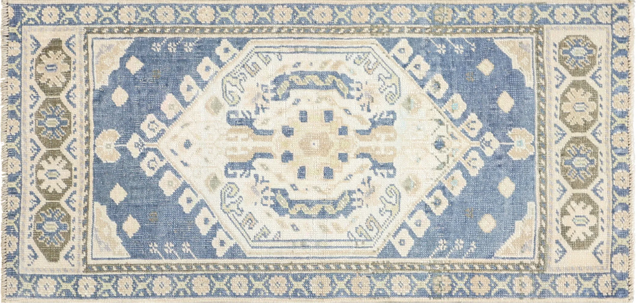 1960s Turkish Oushak Yastic -1'8"x3'6" - blue