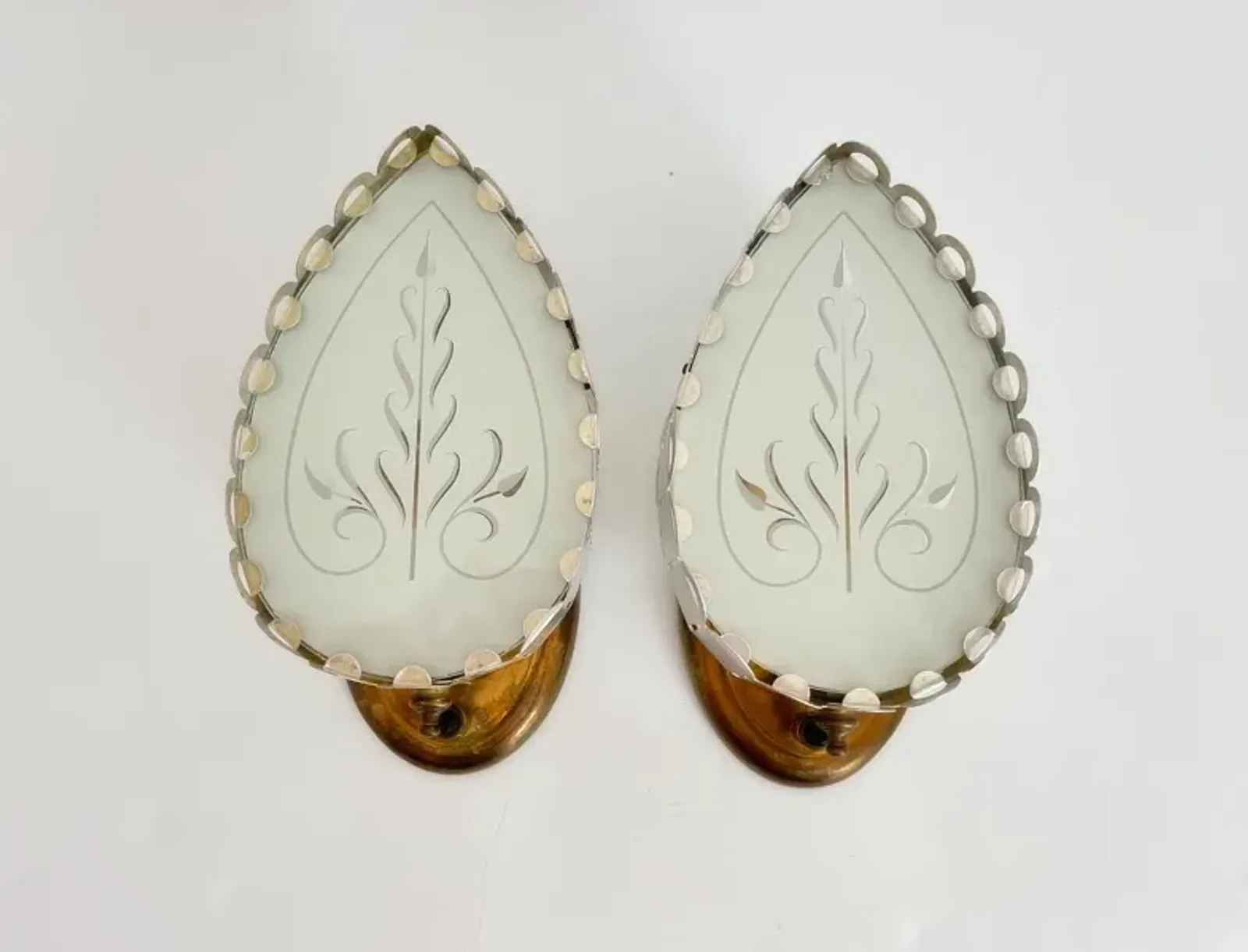 Midcentury Leaf Sconces - Set of 2 - White