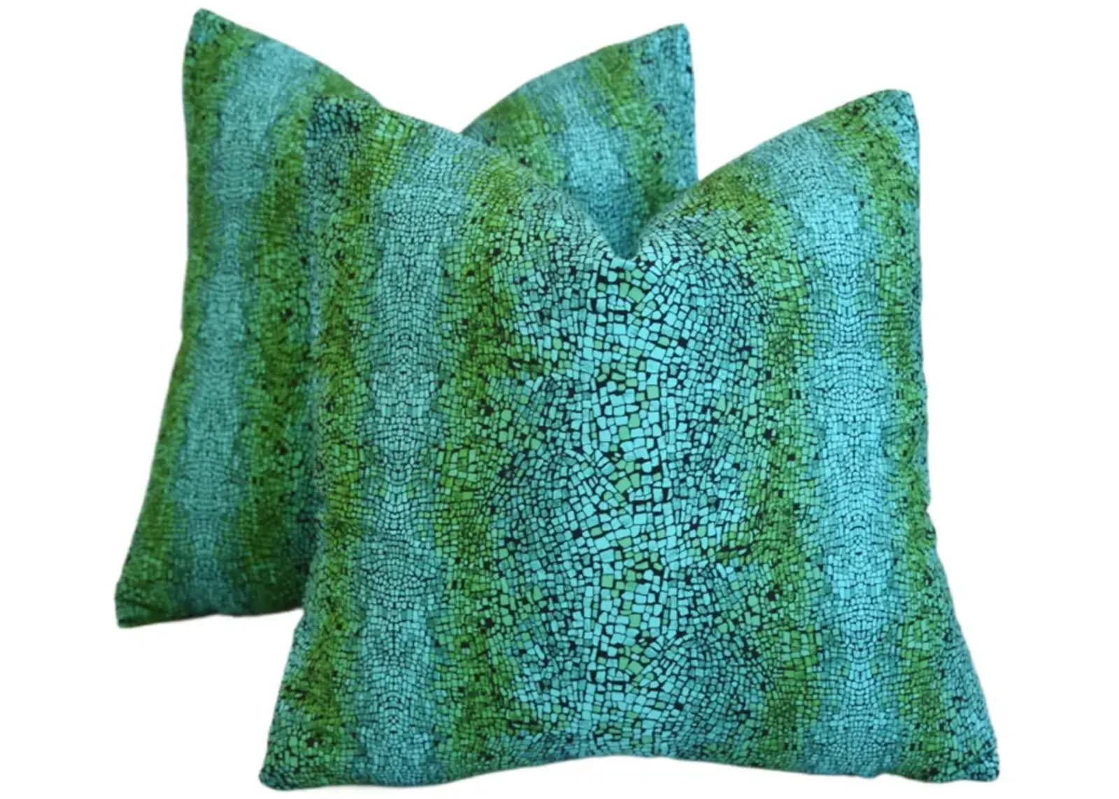 Green Mosaic Tile Pillows - Set of 2