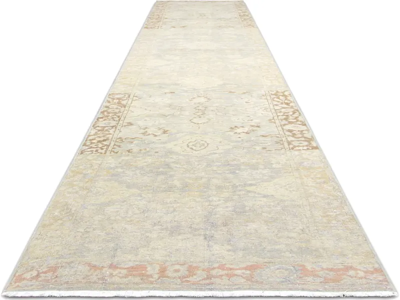 1960s Persian Tabriz Runner- 2'5"x15'3" - beige